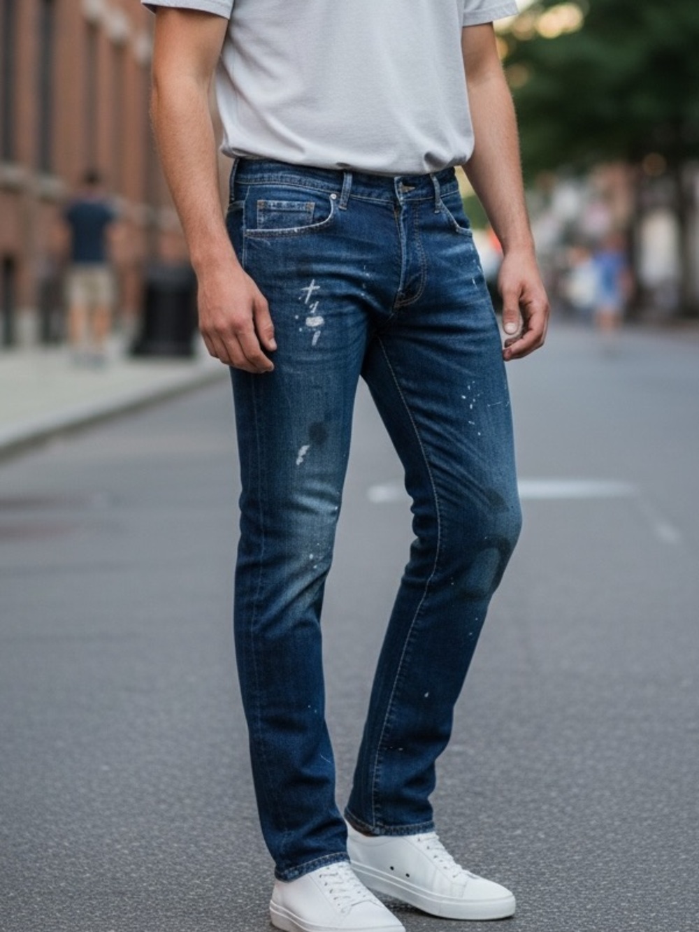 NWT $657 DSQUARED2 Blue skater Jeans with Paint Detail Made in Italy